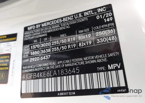 2020 Mercedes-Benz Gle 350 4Matic from USA, damaged, VIN 4JGFB4KE6LA183645
